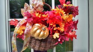 Our fall basket wreath is perfect to hang in your home, or on your front door through Thanksgiving.